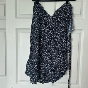 Madewell floral navy wrap skirt